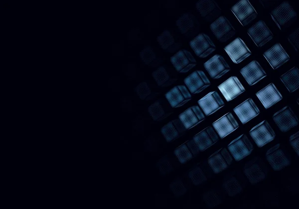 Perspektivikus Fraktál kék négyzet a fekete háttér — Stock Fotó