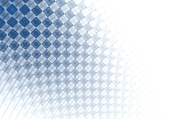 Abstrakta digitala fraktal fyrkantig blå på vit bakgrund — Stockfoto
