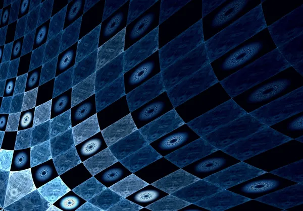 抽象的なデジタル フラクタル正方形の青 — ストック写真