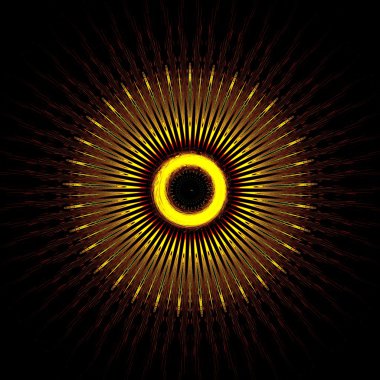 siyah zemin üzerine sarı daire fractal