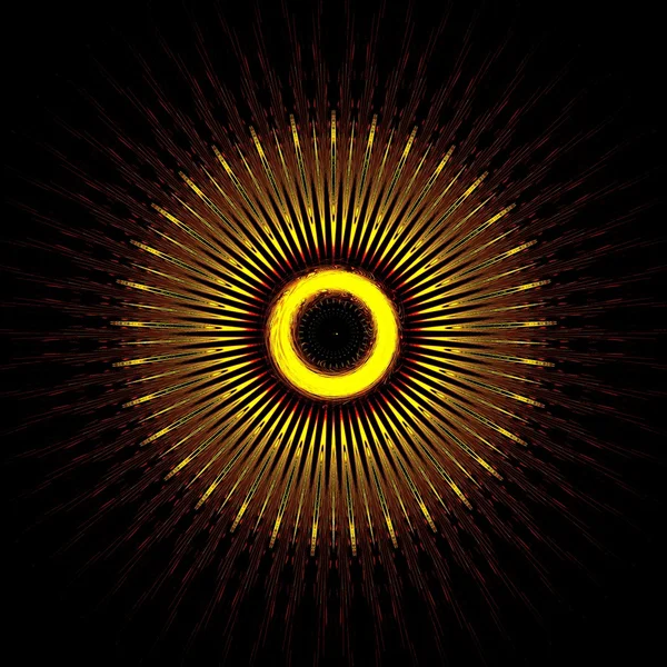 Circle yellow fractal on the black background — Stock Photo, Image