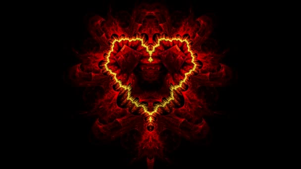 Rood hart fractal — Stockvideo