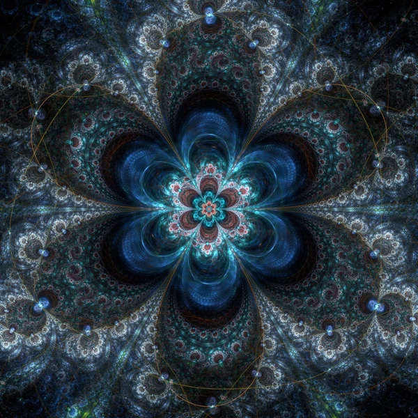 Flor fractal abstrata no fundo preto — Fotografia de Stock