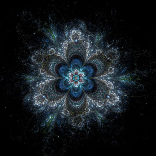 Flor fractal abstrata no fundo preto — Fotografia de Stock