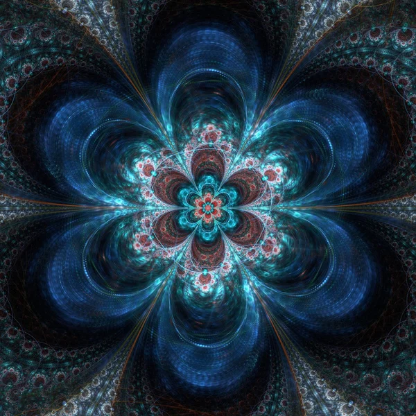 Abstracte fractal bloem op de zwarte achtergrond — Stockfoto