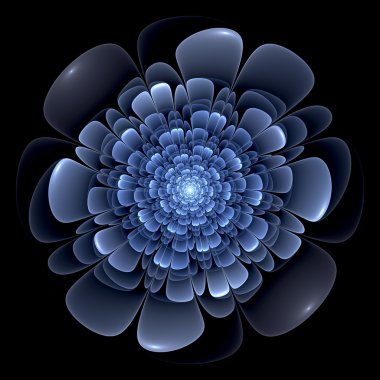 Mavi çiçek deseni modern fractal sanat tasarım