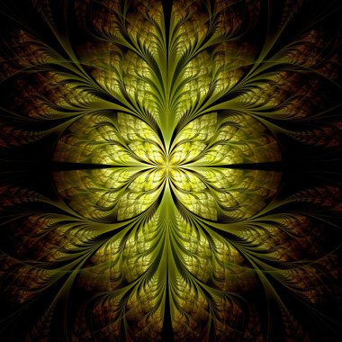 sarı çiçek deseni modern fractal sanat tasarım