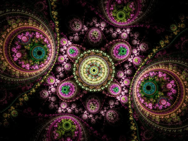 Colorful clockwork pattern, digital fractal art design — Stock Photo, Image