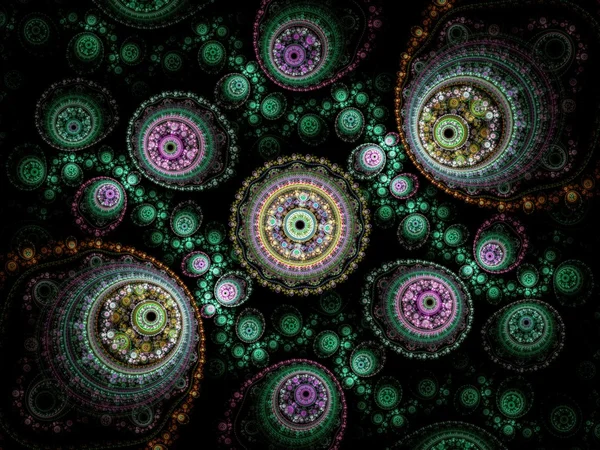Kleurrijke uurwerk patroon, digitale fractal kunst design — Stockfoto