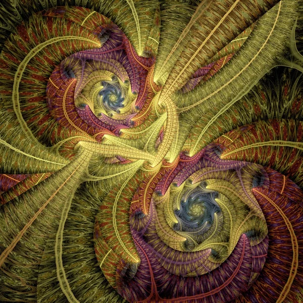 Fractal abstract beeld kleurrijke sterren dubbele spiralen — Stockfoto