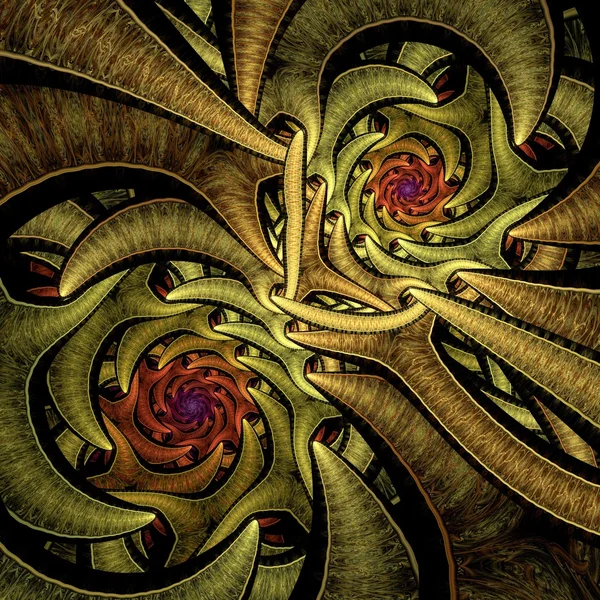 Immagine frattale astratta colorato stella spirali gemelle — Foto Stock