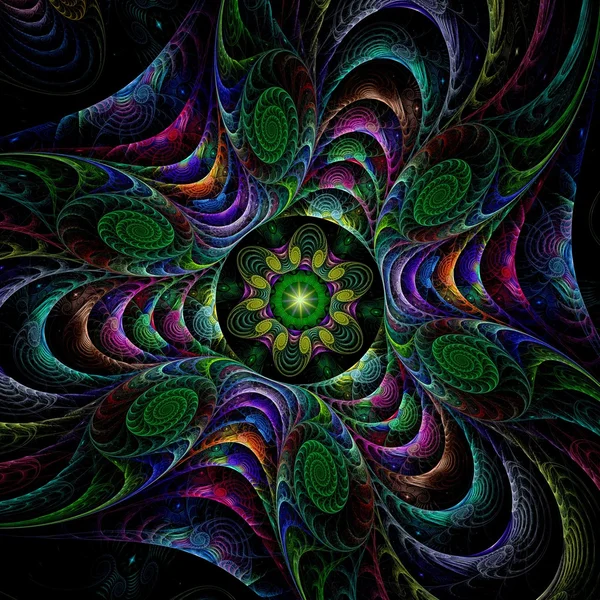 Абстрактное фрактальное изображение, напоминающее пышный цветок звезды — стоковое фото