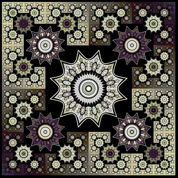 Patroon van de achtergrond van de kunst van de geometrie van het fractal van abstracte bloem — Stockfoto