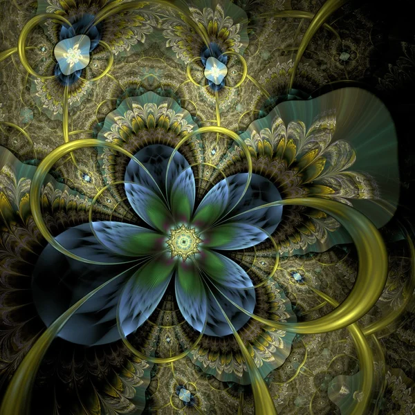 Flor fractal de luz colorida o mariposa, obra de arte digital — Foto de Stock