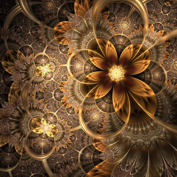 カラフルなフラクタルの花のパターン — ストック写真