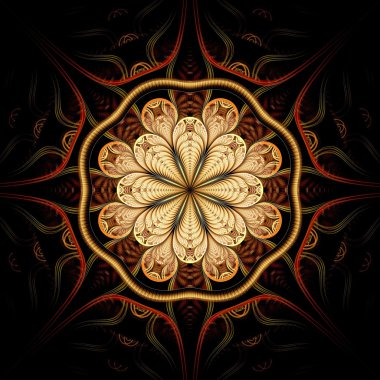 renkli koyu fraktal çiçek, yaratıcı grafik için dijital sanat