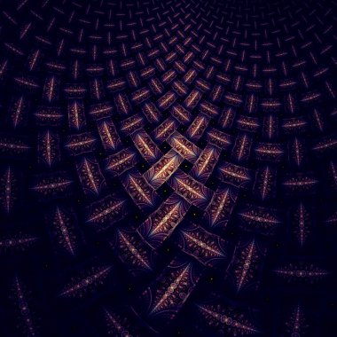 Altın ve çapraz, dijital fractal sanat tasarım parlak tüylü