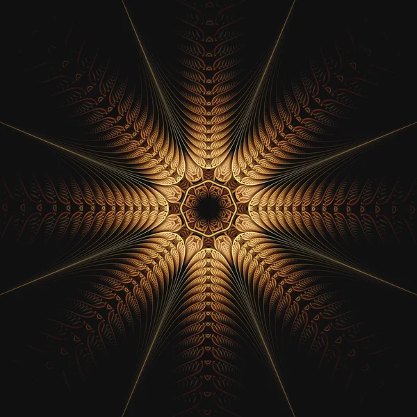 Imagen fractal abstracta que se asemeja a una flor estrellada de colores hinchados — Foto de Stock