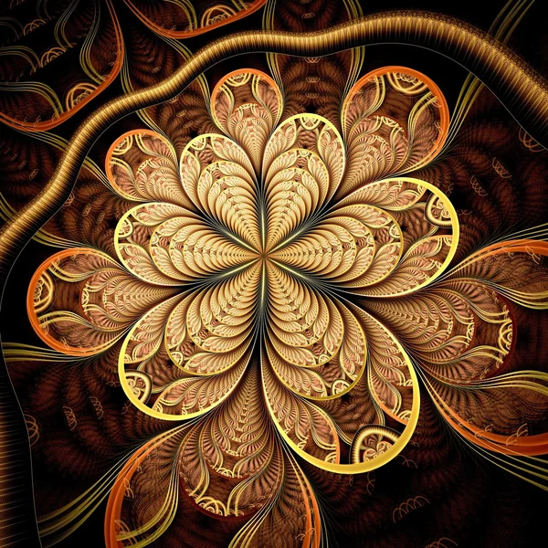 Барвиста темна фрактальна квітка, цифрове мистецтво для творчої графіки — стокове фото