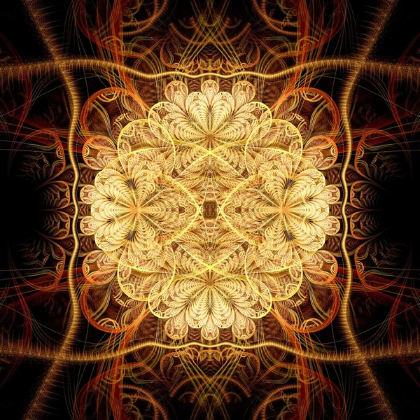 Kleurrijke donkere fractal bloem, digitale kunst voor creatieve afbeelding — Stockfoto