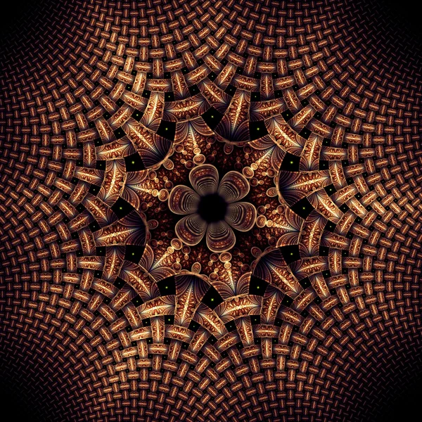 Imagen fractal abstracta que se asemeja a una flor estrella colorida hinchada simétrica —  Fotos de Stock