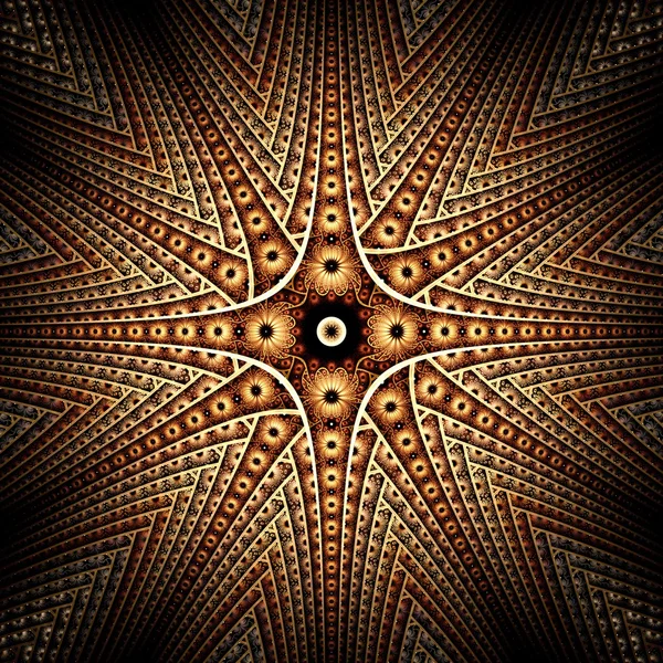 Kabarık renkli yıldız çiçek simetrik andıran soyut fraktal görüntü — Stok fotoğraf