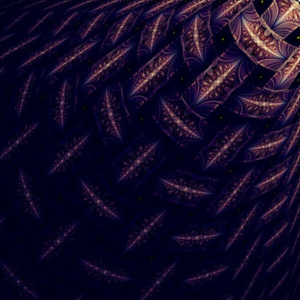 Feathered gold and shiny cross, digital fractal art design