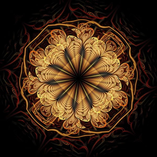 Flor fractal oscura colorida, ilustraciones digitales para gráficos creativos —  Fotos de Stock
