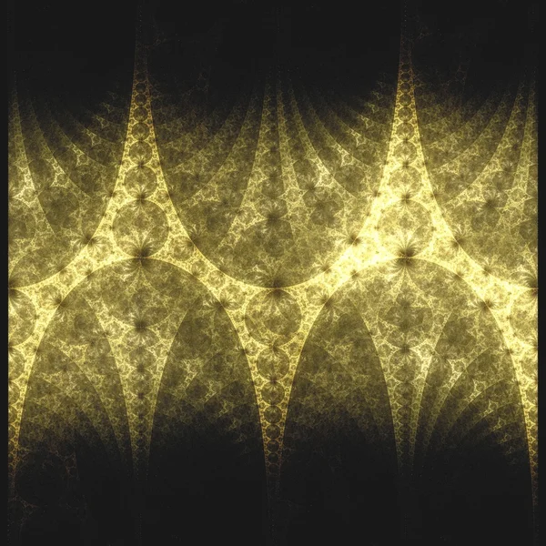 Fond jaune fractal abstrait avec piliers et cercles — Photo