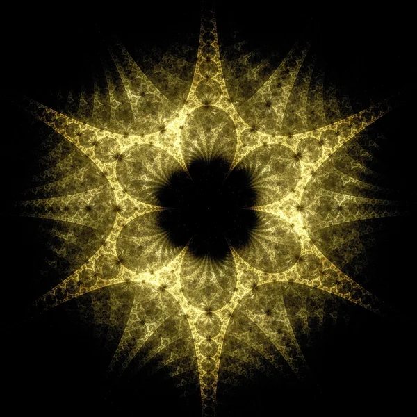 Fond jaune fractal abstrait avec piliers et cercles — Photo