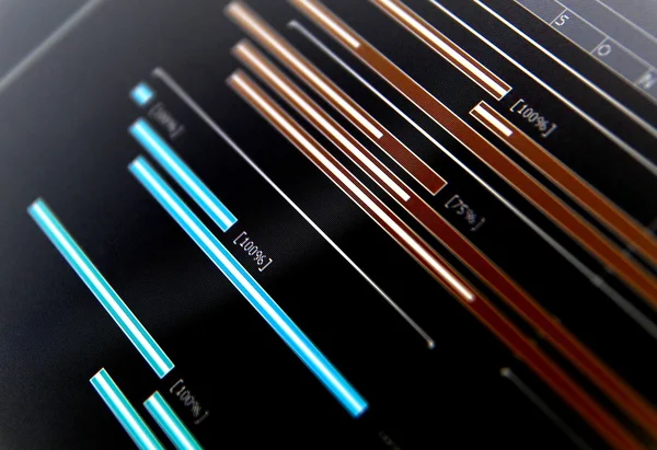 A Gantt chart is a type of bar chart that illustrates a project schedule. — Stock Photo, Image