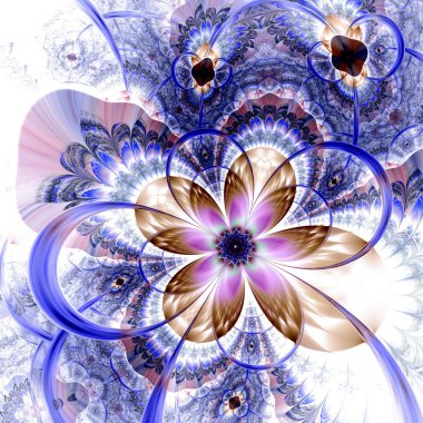 renkli hafif fraktal çiçek veya kelebek, dijital sanat