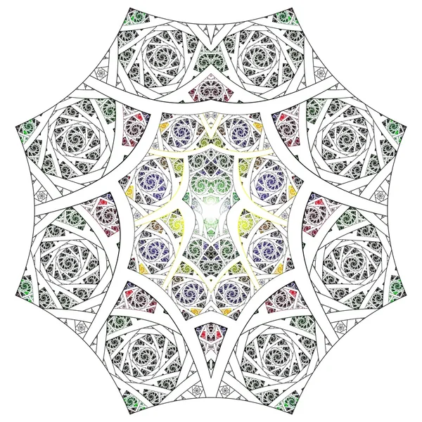 Patroon van de achtergrond van de kunst van de geometrie van het fractal van abstracte bloem — Stockfoto