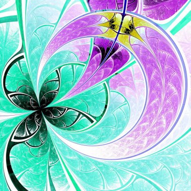 mavi ışık fraktal çiçek, dijital sanat