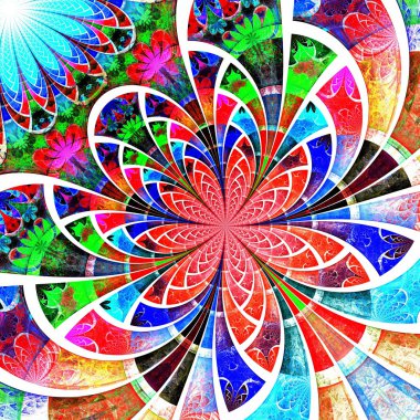 renkli fraktal çiçek, dijital sanat