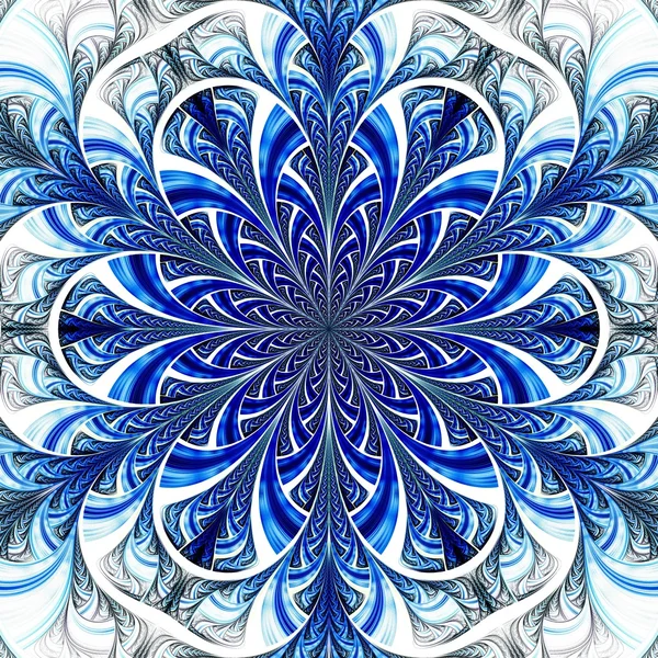 Blaues Licht fraktale Blume, digitales Kunstwerk — Stockfoto