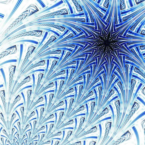 Flor fractal de luz azul, obra de arte digital — Foto de Stock