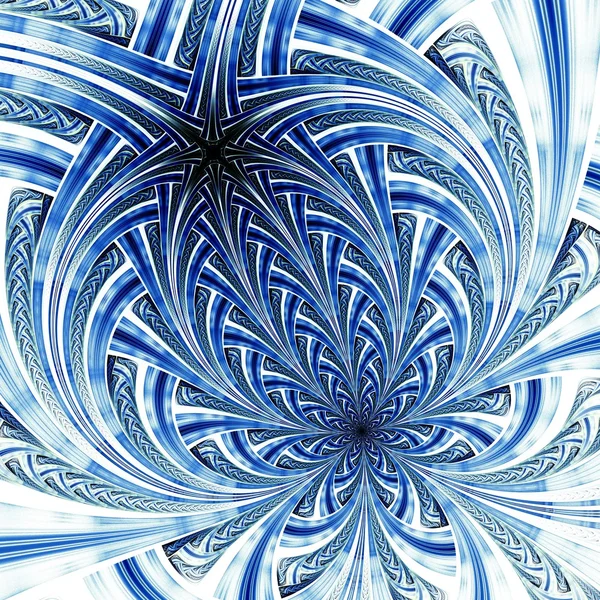 Flor fractal de luz azul, obra de arte digital — Foto de Stock