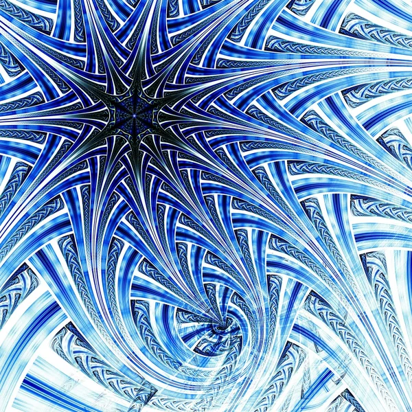 Flor fractal de luz azul, obra de arte digital — Foto de Stock