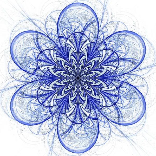 Flor fractal de luz azul, obra de arte digital —  Fotos de Stock