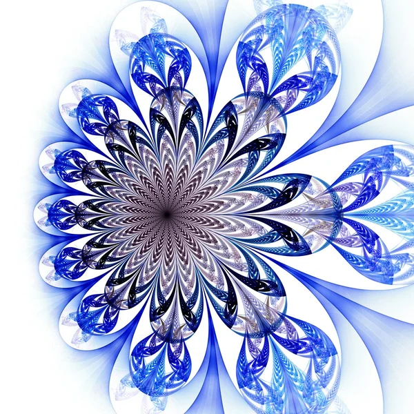 Flor fractal de luz azul, obra de arte digital —  Fotos de Stock