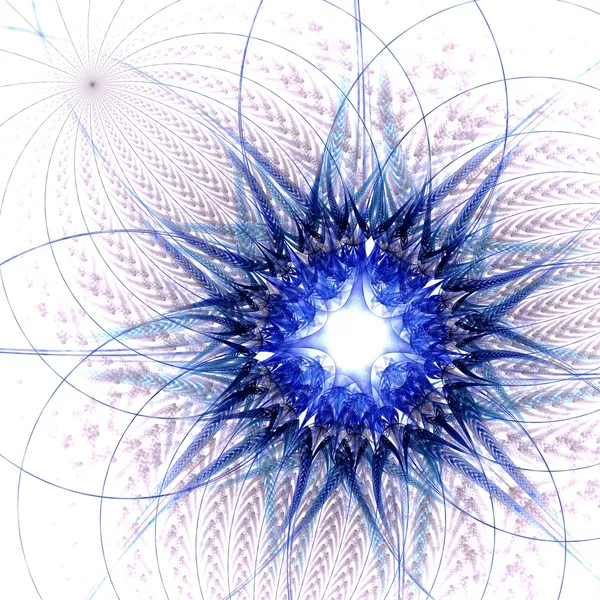 Fleur fractale lumière bleue, illustration numérique — Photo