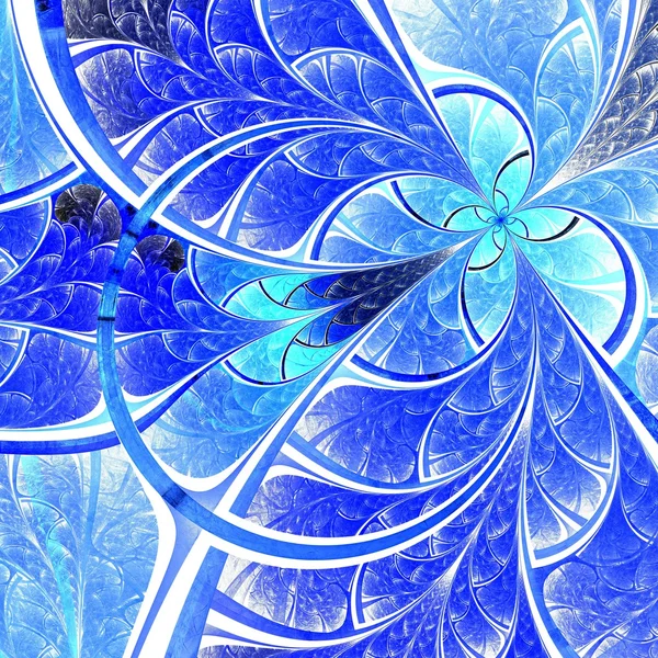 Flor fractal de luz azul, obra de arte digital — Foto de Stock