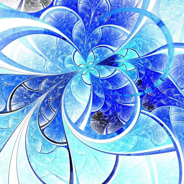 Blå ljus fraktal blomma, digitala konstverk — Stockfoto