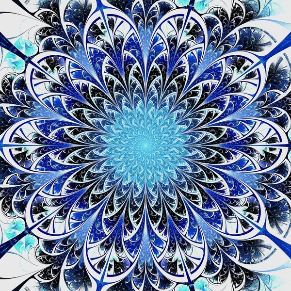 青い光フラクタル花、デジタル アート — ストック写真