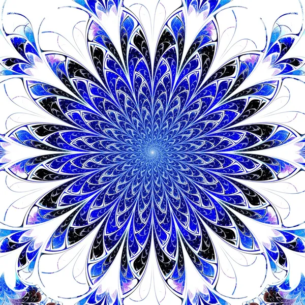 Синий светлый фрактальный цветок, цифровые произведения искусства — стоковое фото