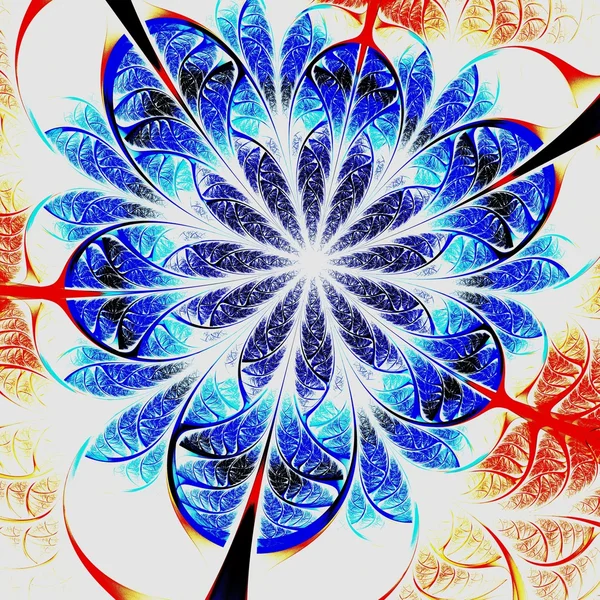 Flor azul luz fractal, obra de arte digital — 图库照片