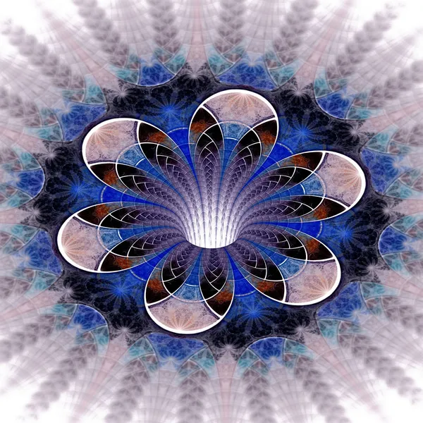 Flor fractal de luz azul, arte digital — Fotografia de Stock