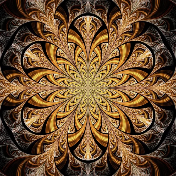 Flor fractal naranja oscura, obra de arte digital — Foto de Stock