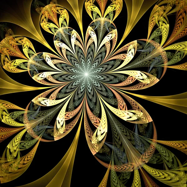 Donker gele fractal bloem, digitale kunst — Stockfoto